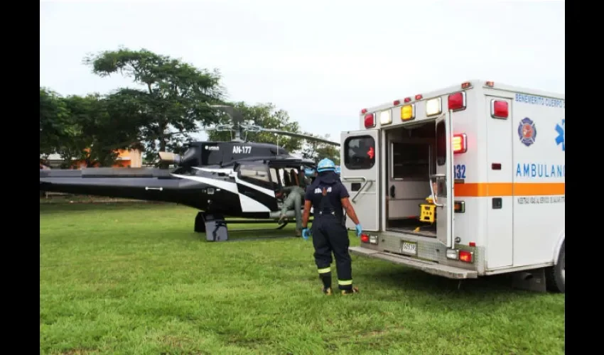 Heridos graves fueron trasladados en helicóptero a la capital. Foto: Cortesía 