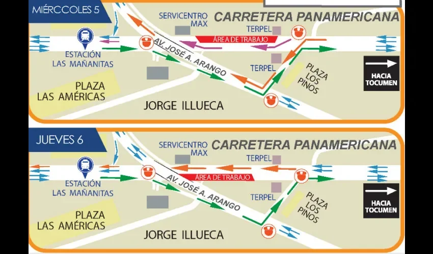 Así quedan los desvíos por el desmonte del puente de Las Mañanitas. 