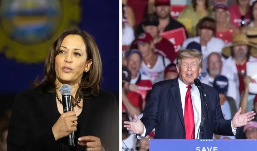 Combo de fotografías de archivo que muestra a la vicepresidenta de EE.UU. Kamala Harris (i) y al expresidente Donald Trump. EFE