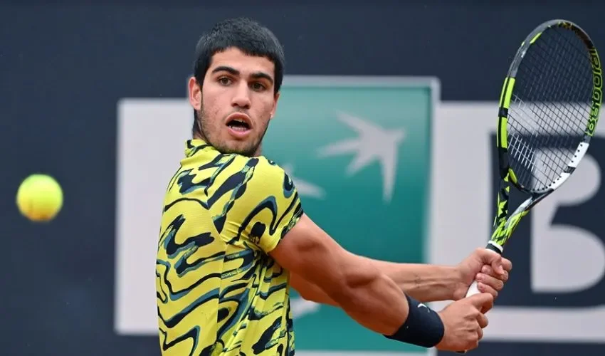 El tenista Carlos Alcaraz durante el partido contra Albert Ramos. EFE/EPA/Ettore Ferrari