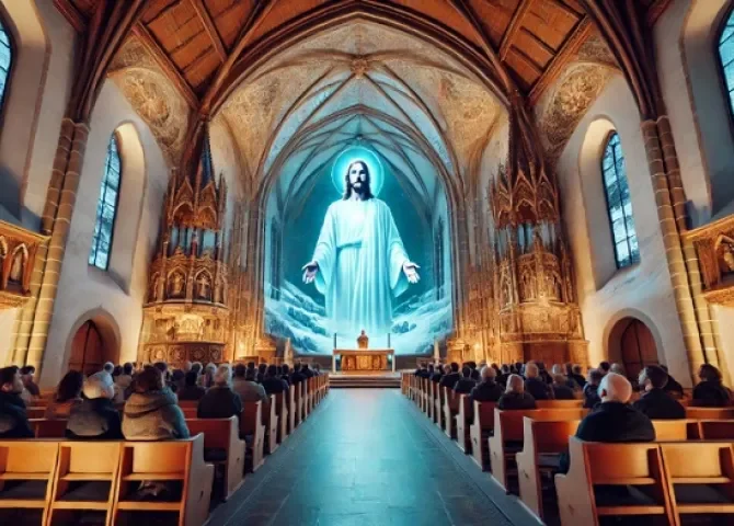  Iglesia en Suiza presenta holograma de Jesucristo que conversa con los visitantes 